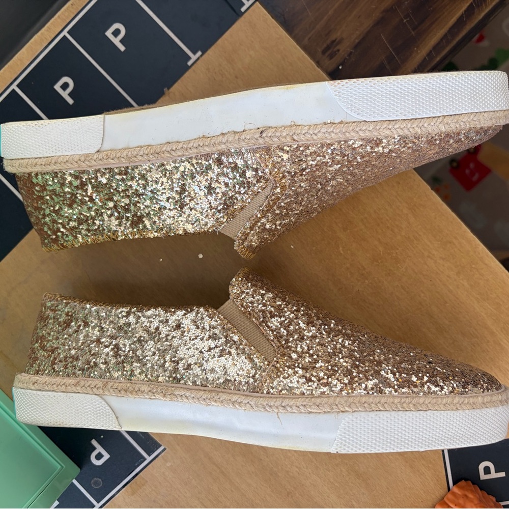 Jack Rogers Tucker gold glitter slip-on sneakers. - Picture 8 of 10